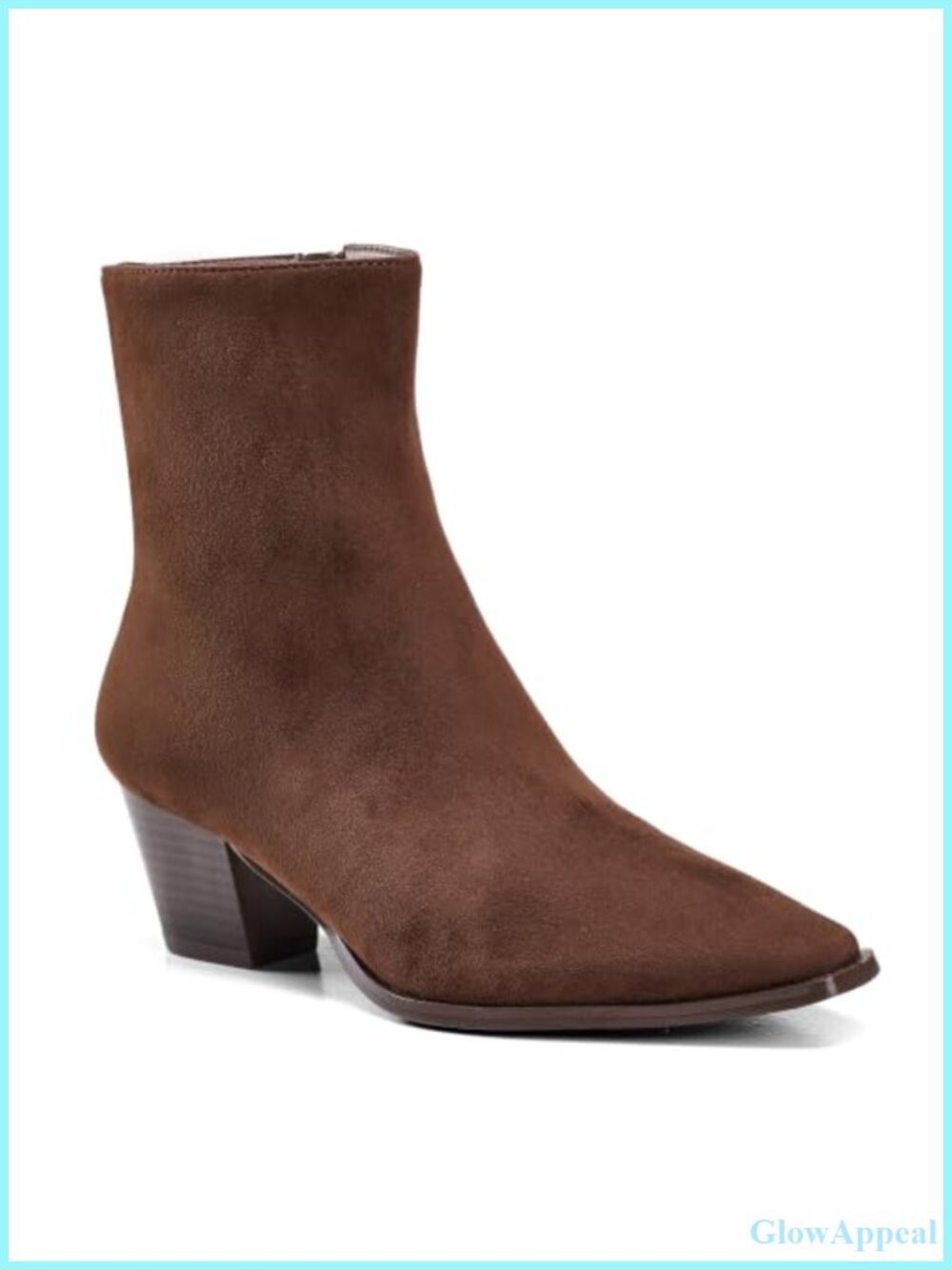 GENSHUO Women's Pointed Snip Toe Ankle Boots 2.15 Inch Chunky Stacked Heel Side - Picture 5 of 6